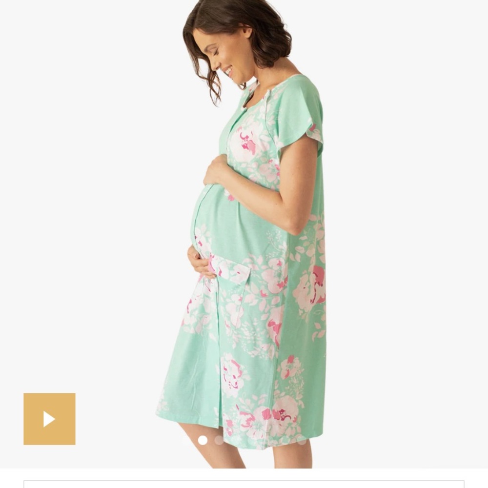 Kindred Bravely Universal Labor & Delivery Gown in Mint Floral - NWT!